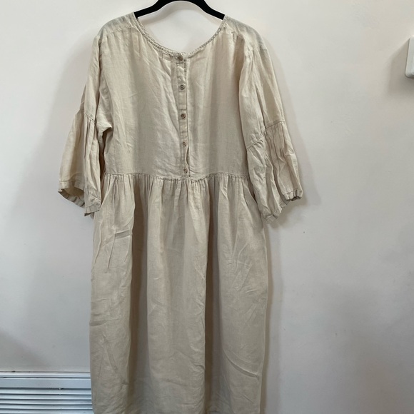 Cream Ruched Sundress with Bishop Sleeves - Picture 5 of 5